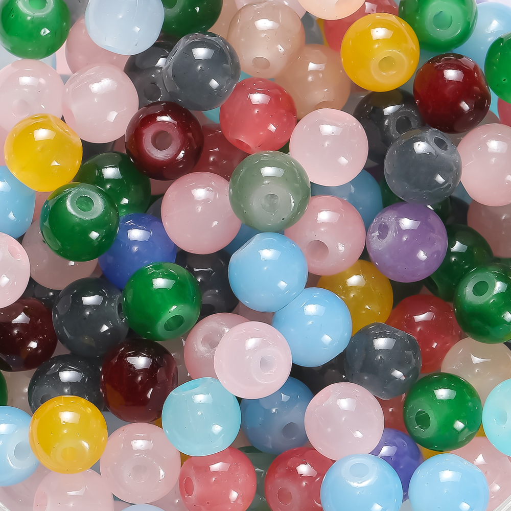 Resin Craft Material - 30/50pcs 6mm Glass Round Beads Colorful