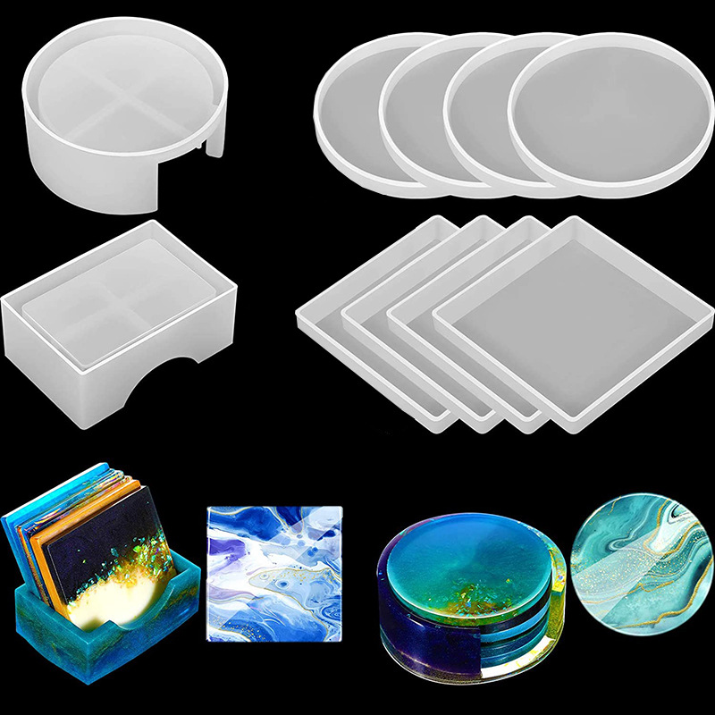 Serving Tray Mold - 5Pcs/Set DlY Epoxy Resin Cup Coasters