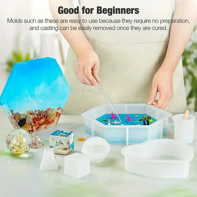 Flower Preservation Resin - 3/7pc Large Silicone Resin Molds Kit