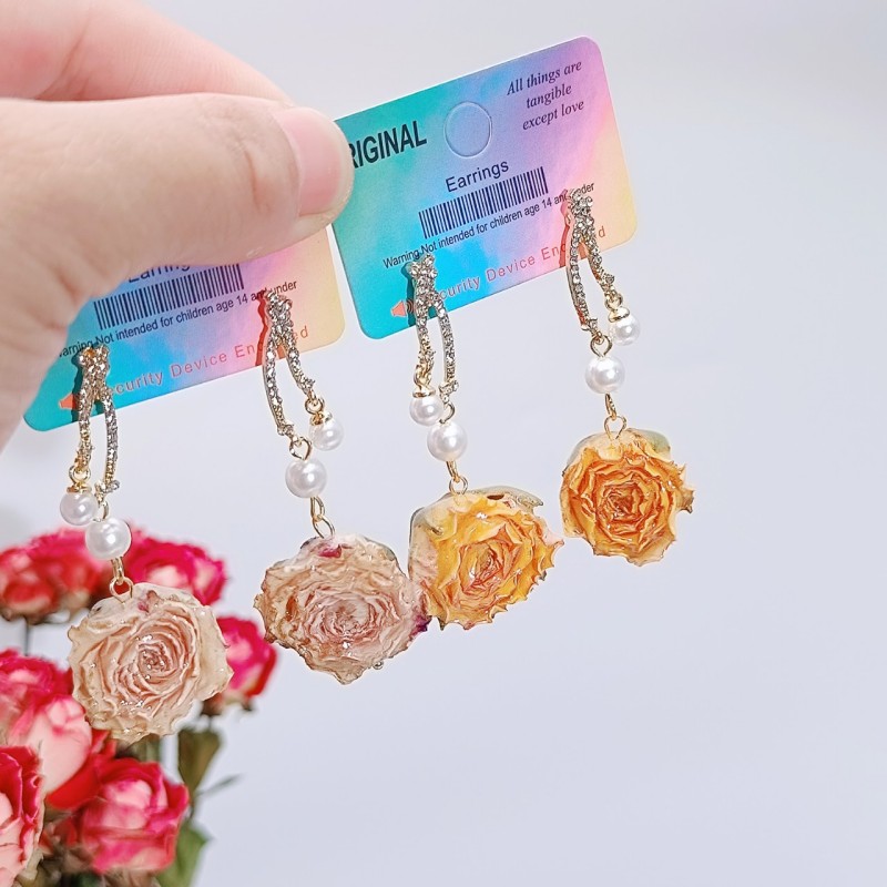 Flower Preservation Resin - Handmaking Epoxy Resin Natural Rose Earrings