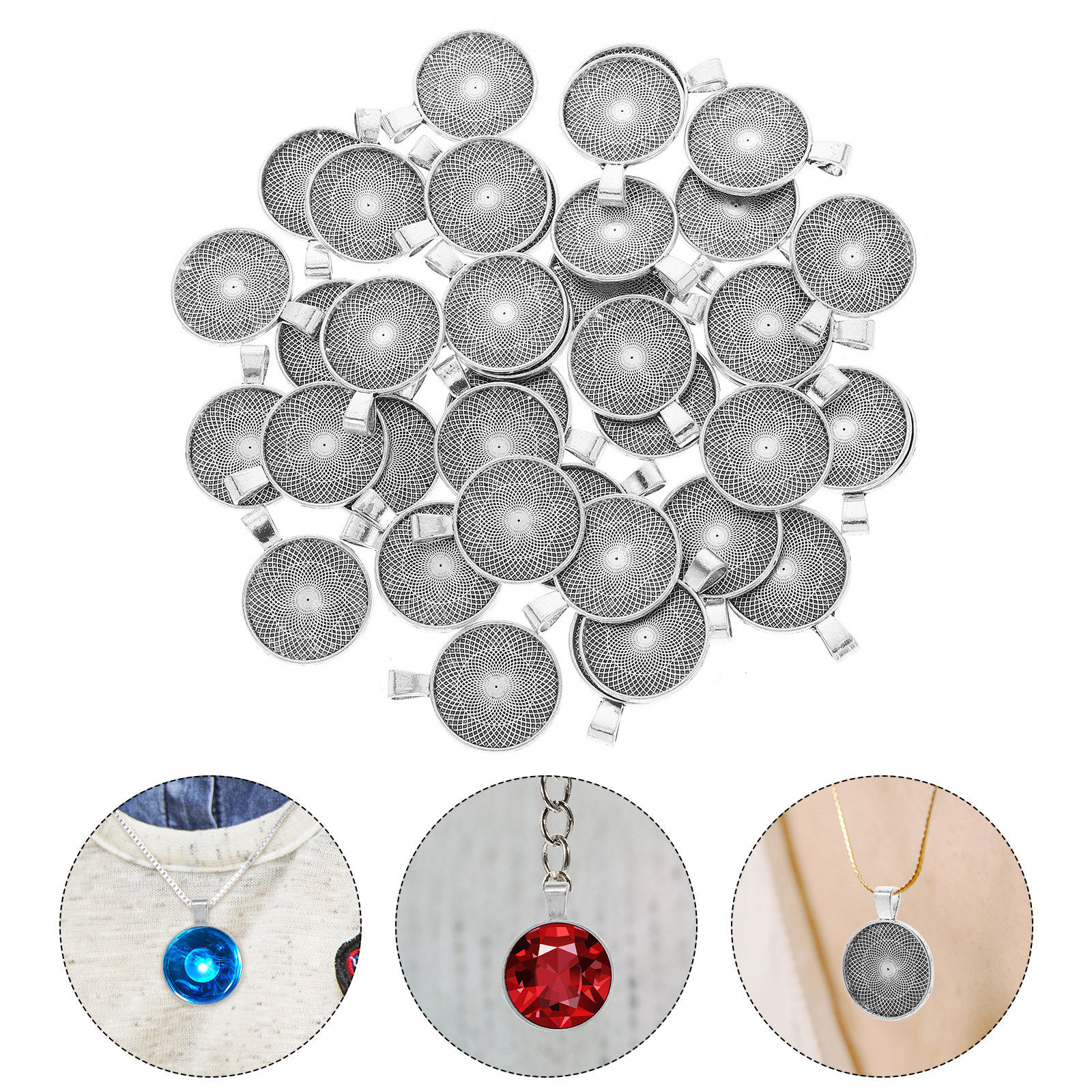 Bezels Set Pendant - 40Pcs Round Pendant Trays Flat Bezel