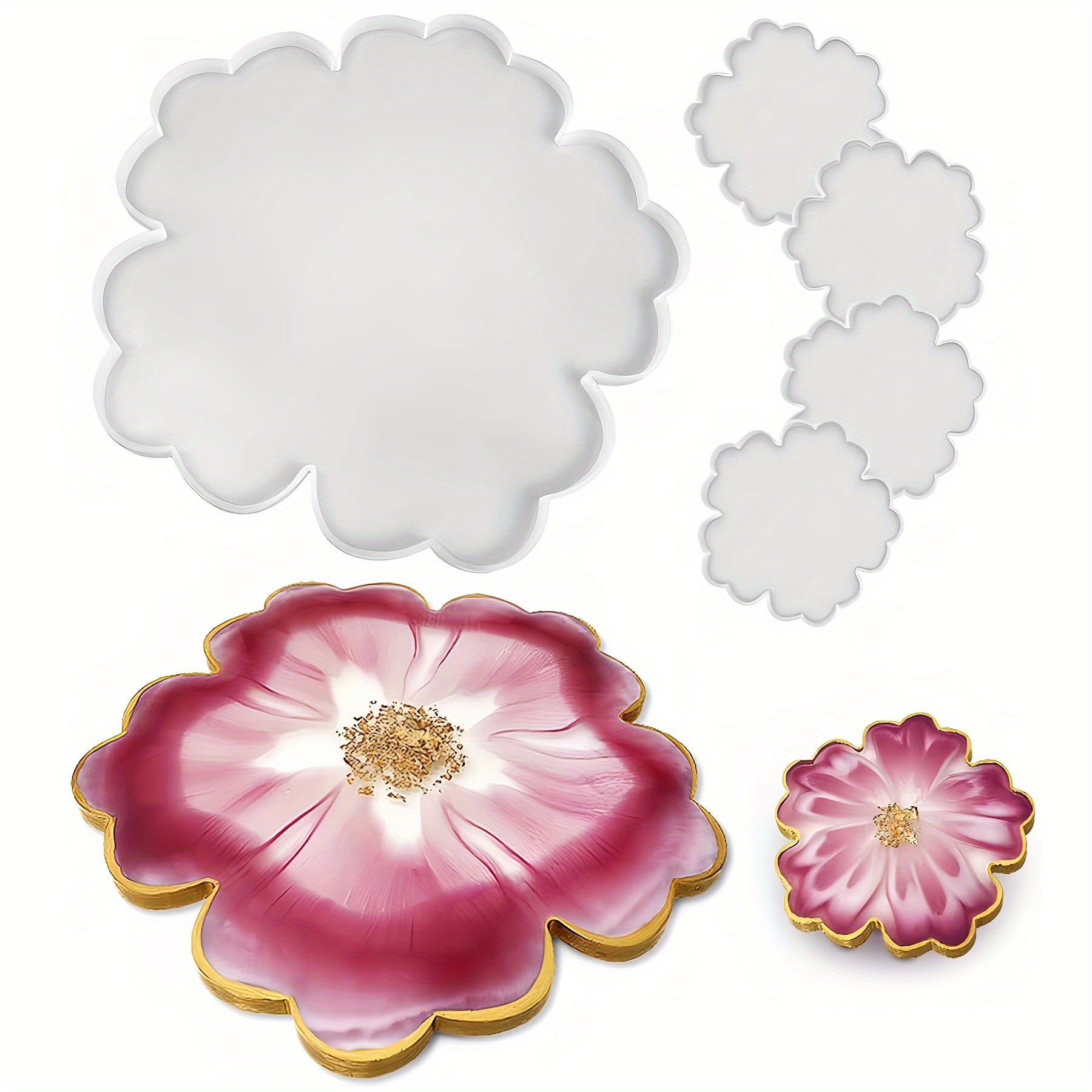 Serving Tray Mold - 1-piece 13-inch large flower tray mold