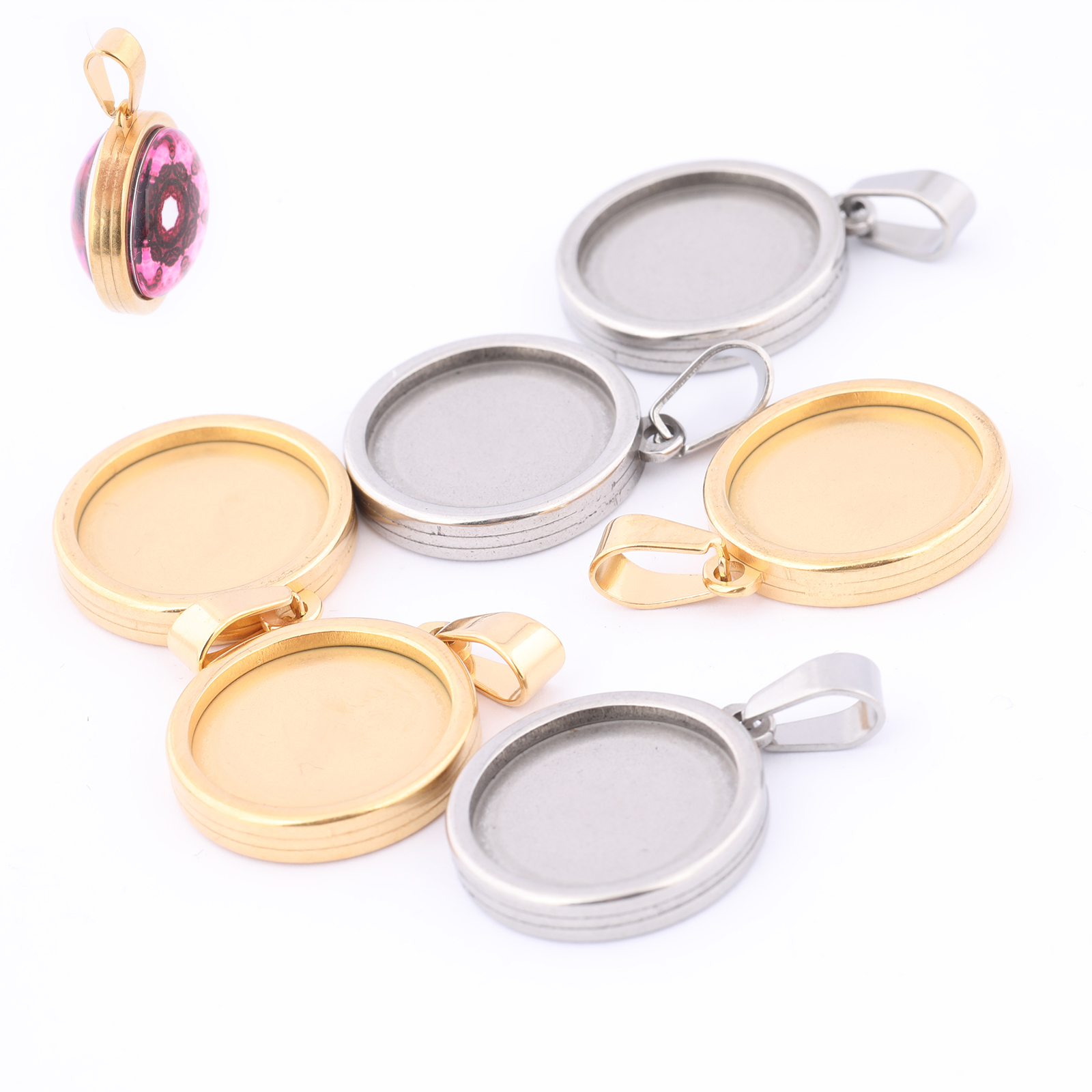 5pcs Stainless Steel Gold Plat - Bezels Set Pendant 리뷰 및 가격