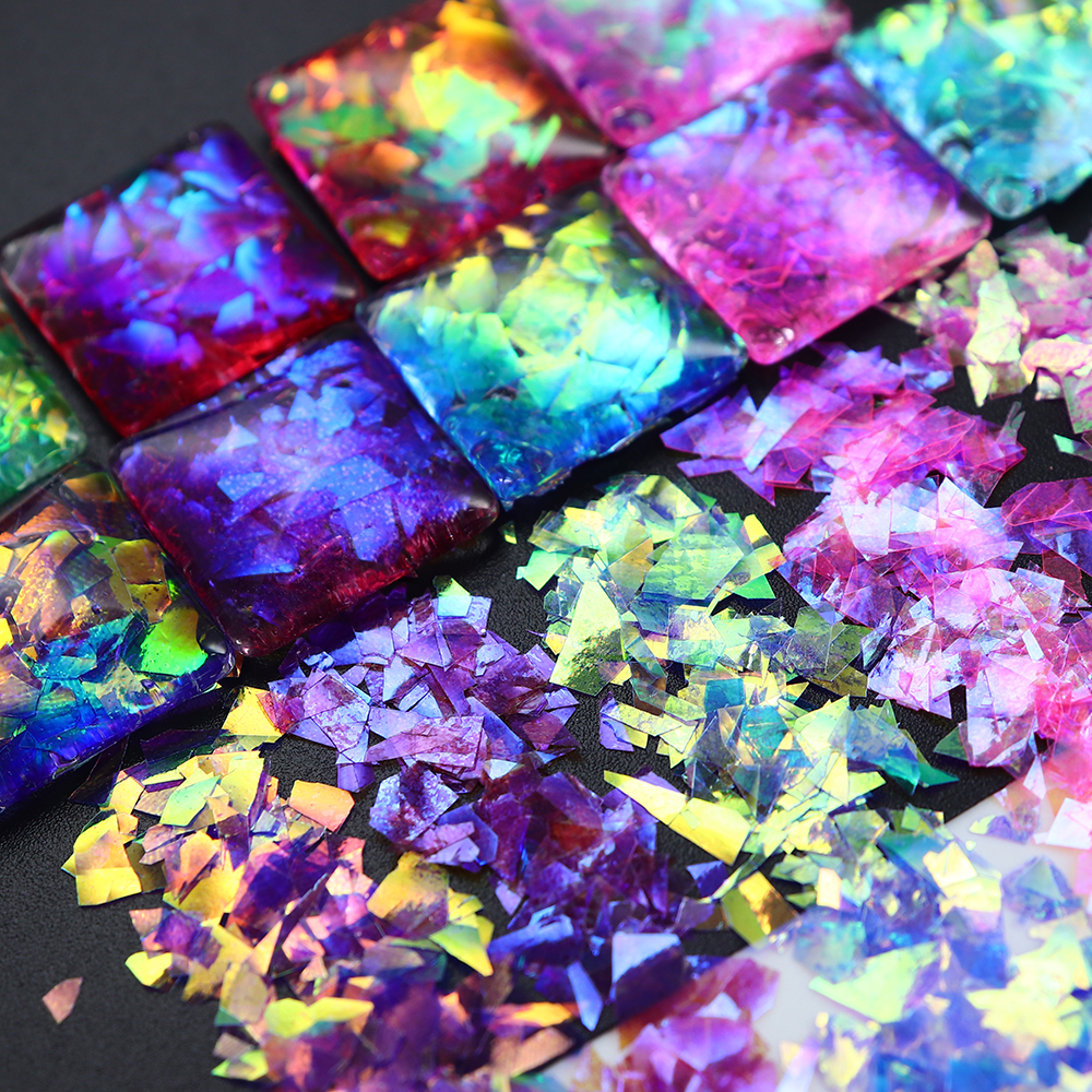 12 Grids/Box Iridescent Glitte - Gold Foil Flakes 리뷰 및 가격