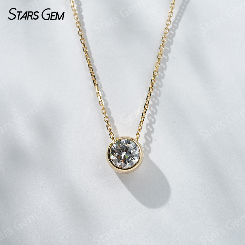 18K Gold 6.4mm 1.0ct Round Bri - Bezels Set Pendant 리뷰 및 가격