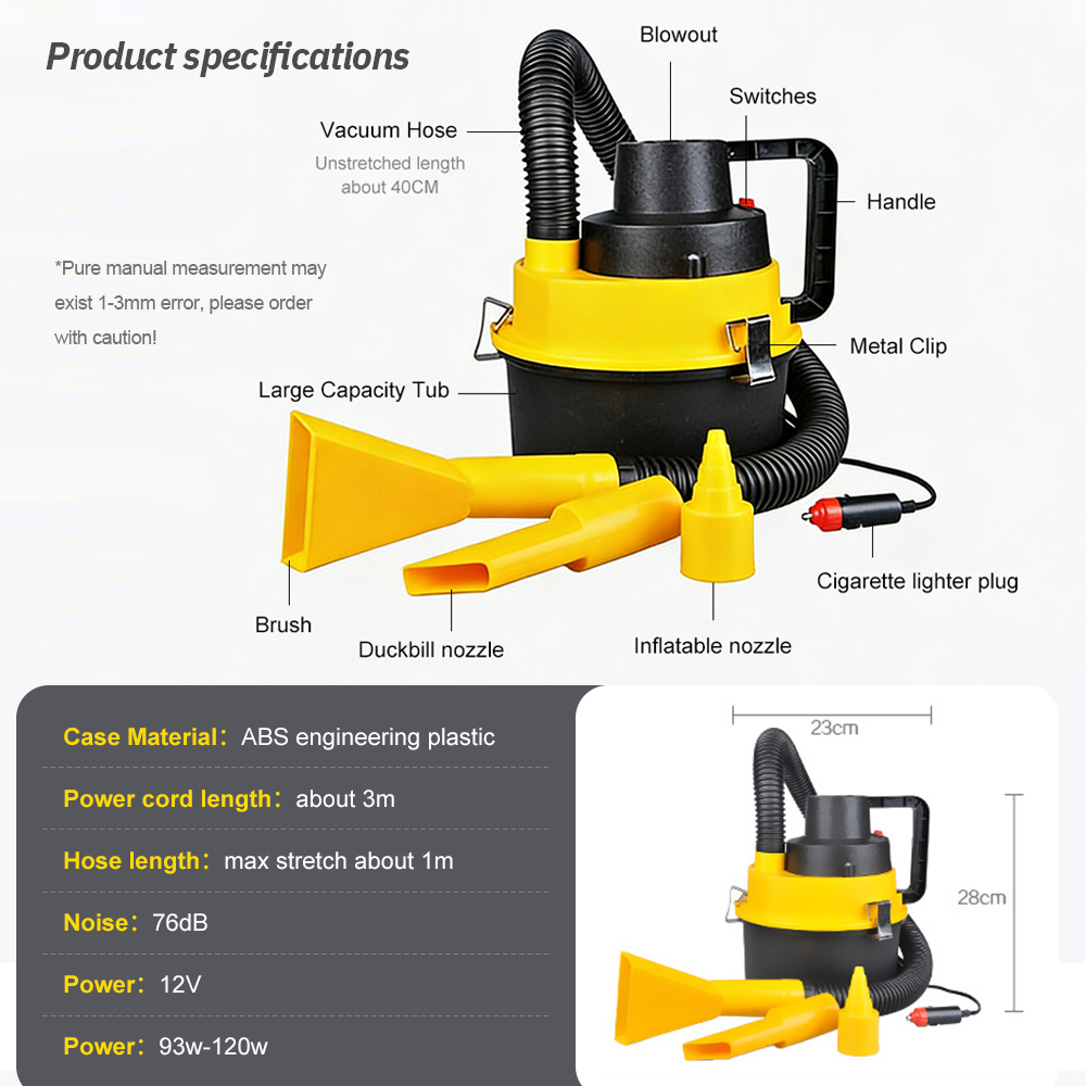 12V Portable Canister Car Vacu - Vacuum Chamber Small 리뷰 및 가격