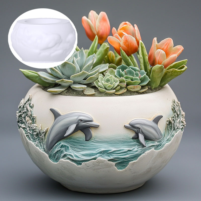 Couple dolphin relief succulen - Resin Ocean Wave Mold 리뷰 및 가격