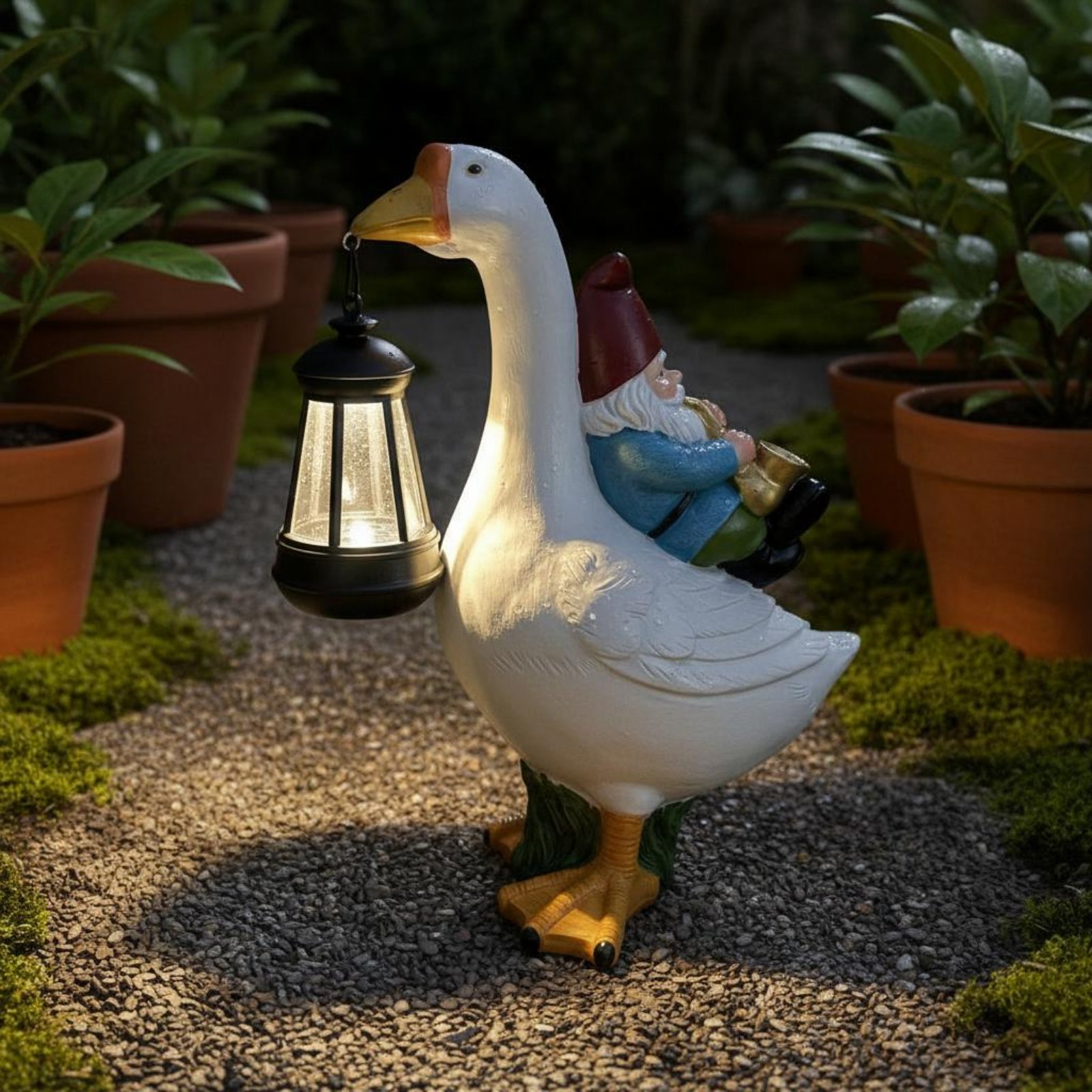 Gnome Riding Goose Statue Weat - Resin Crafts 리뷰 및 가격